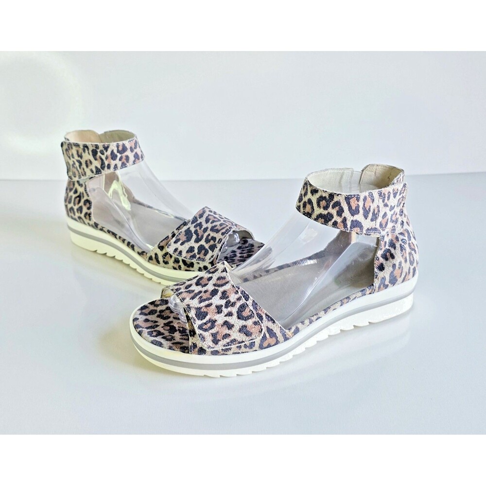 WALDLAUFER Women's Hakura Marigold Grey Leopard Sandals UK 7.5 Comfort